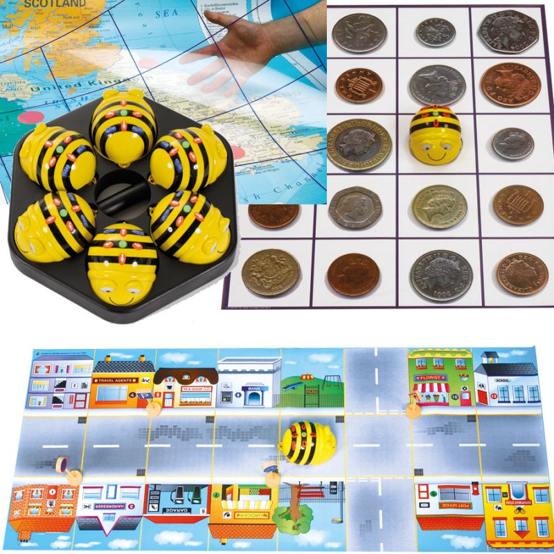 Robotų "Bee-bot" komplektas su kilimėliais