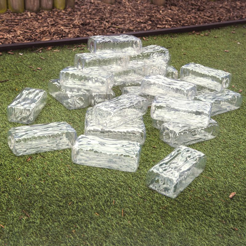 Ledyno efekto skaidrios plastikinės plytos 75 vnt.